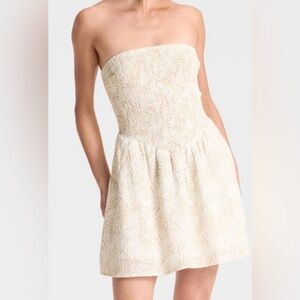a new day Strapless Smocked Mini Dress in Cream